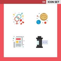 Group of 4 Modern Flat Icons Set for engagement newsletter wedding planets film Editable Vector Design Elements