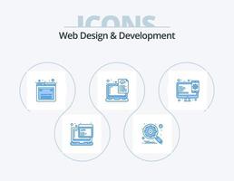 Web Design And Development Blue Icon Pack 5 Icon Design. design. laptop. design. files. device vector