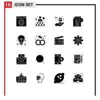 Pack of 16 creative Solid Glyphs of big idea file work documents protecting Editable Vector Design Elements