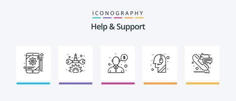 paquete de iconos de la línea 5 de ayuda y soporte, incluido el primero. información. consultante. información sistema. diseño de iconos creativos vector