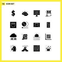 16 Thematic Vector Solid Glyphs and Editable Symbols of pool port chat ethernet labor Editable Vector Design Elements