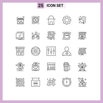 25 líneas universales configuradas para aplicaciones web y móviles configuración logística de construcción global dulce elementos de diseño vectorial editables vector