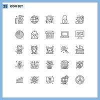 paquete de iconos vectoriales de stock de 25 signos y símbolos de línea para candado de inversión eid decoración circular elementos de diseño vectorial editables vector