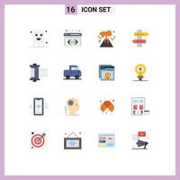 16 Universal Flat Color Signs Symbols of roll film energy camera navigation Editable Pack of Creative Vector Design Elements