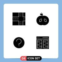 4 Universal Solid Glyph Signs Symbols of road communication fruit ui interface Editable Vector Design Elements