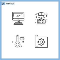 Modern Set of 4 Filledline Flat Colors and symbols such as computer temperature imac male connect Editable Vector Design Elements