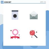 Universal Icon Symbols Group of 4 Modern Flat Icons of appliances feminism email open candy Editable Vector Design Elements