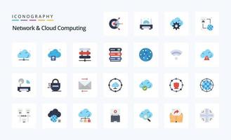 25 Network And Cloud Computing Flat color icon pack vector