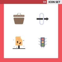 Pack of 4 Modern Flat Icons Signs and Symbols for Web Print Media such as basket food cart ice sign Editable Vector Design Elements