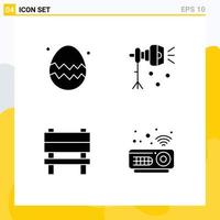 Group of 4 Modern Solid Glyphs Set for easter egg bench thanksgiving day lightning furniture Editable Vector Design Elements