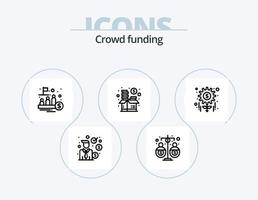 Crowdfunding Line Icon Pack 5 Icon Design. money. capitalist. wormhole. banker. sponsor vector