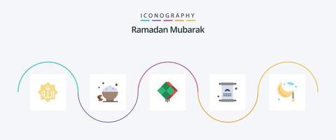 Ramadan Flat 5 Icon Pack Including iftar. letter. fast. islam. hanging vector
