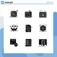 9 Creative Icons Modern Signs and Symbols of a smiley wedding halloween emots Editable Vector Design Elements