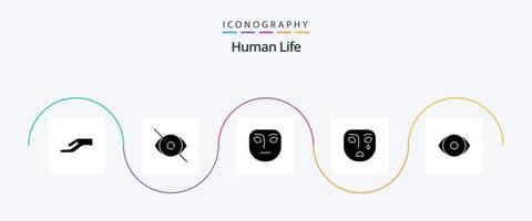 Human Glyph 5 Icon Pack Including human. eye. emotion. sad. face vector