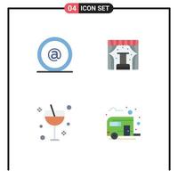 4 Universal Flat Icon Signs Symbols of address cocktail mail stage summer Editable Vector Design Elements