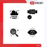 Solid Glyph Pack of 4 Universal Symbols of autumn search weather safety eye Editable Vector Design Elements