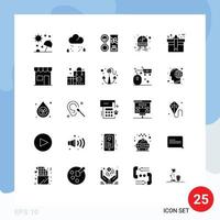 conjunto de 25 iconos modernos de la interfaz de usuario signos de símbolos para el servicio de vehículos lluvia pública hacer elementos de diseño vectorial editables vector