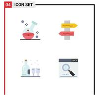Editable Vector Line Pack of 4 Simple Flat Icons of health birthday laboratory navigation bottle Editable Vector Design Elements