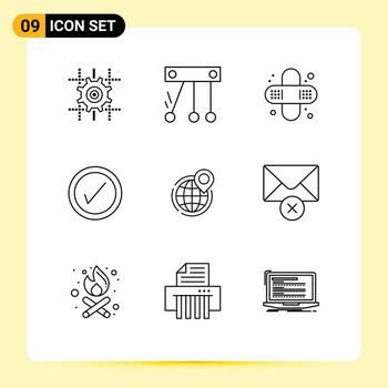 9 contornos de vectores temáticos y símbolos editables de elementos de diseño de vectores editables para usuarios comerciales de salud global puntuales