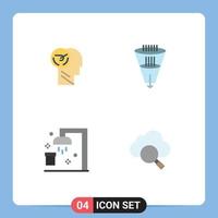 4 Universal Flat Icons Set for Web and Mobile Applications activity funnel human filter clean Editable Vector Design Elements