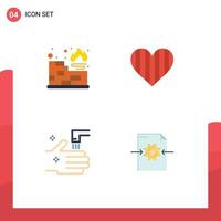 Universal Icon Symbols Group of 4 Modern Flat Icons of database faucet heart favorite tab Editable Vector Design Elements