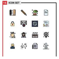 paquete de iconos de vector de stock de 16 signos y símbolos de línea para elementos de diseño de vector creativo editable de texto de informe de melón de bloqueo de corazón