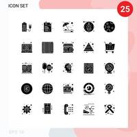 User Interface Pack of 25 Basic Solid Glyphs of pencil drawing pin design umbrella Editable Vector Design Elements