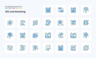 25 Seo Blue icon pack vector