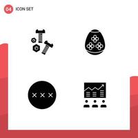 Modern Set of 4 Solid Glyphs and symbols such as bolt protection tools holiday security Editable Vector Design Elements