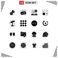 Pack of 16 Modern Solid Glyphs Signs and Symbols for Web Print Media such as direction design app resize programming Editable Vector Design Elements