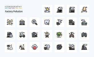 25 Factory Pollution Line Filled Style icon pack vector