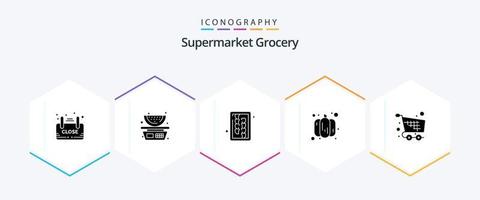 Grocery 25 Glyph icon pack including checkout. vegetable. watermelon. pumpkin. tool vector