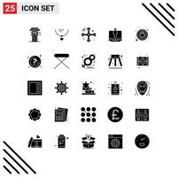 Mobile Interface Solid Glyph Set of 25 Pictograms of power hardware wedding computer internet of things Editable Vector Design Elements