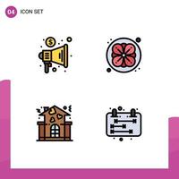 Set of 4 Modern UI Icons Symbols Signs for advertising love trade nature business Editable Vector Design Elements