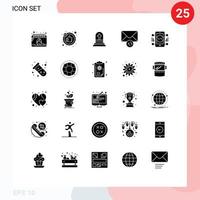 Pictogram Set of 25 Simple Solid Glyphs of web development grave coding message Editable Vector Design Elements