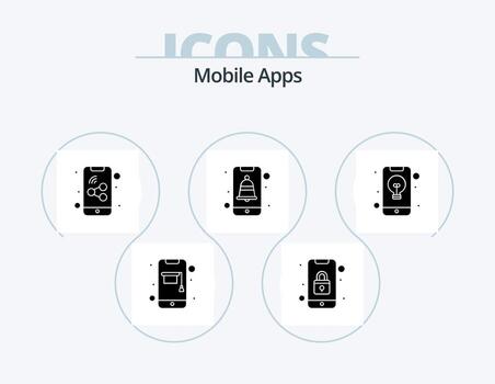 diseño de iconos del paquete de iconos de glifo de aplicaciones móviles 5. solicitud. notificación. móvil. interfaz. aplicación vector