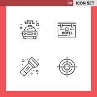 Stock Vector Icon Pack of 4 Line Signs and Symbols for car flashlight service board torch Editable Vector Design Elements