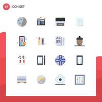 16 Universal Flat Color Signs Symbols of cleaning tracking clapper notepad to do list Editable Pack of Creative Vector Design Elements