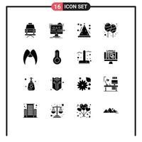 16 Creative Icons Modern Signs and Symbols of moustache party cone holi balloon Editable Vector Design Elements