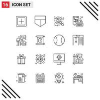 16 Creative Icons Modern Signs and Symbols of sofa page cancer development browser Editable Vector Design Elements