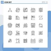 25 Thematic Vector Lines and Editable Symbols of business pencil cap draft blue print Editable Vector Design Elements