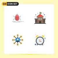 4 Flat Icon concept for Websites Mobile and Apps bug money testing education chain Editable Vector Design Elements