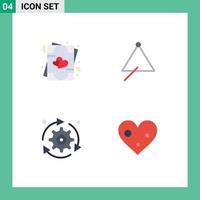 Universal Icon Symbols Group of 4 Modern Flat Icons of invite setting valentine music configuration Editable Vector Design Elements