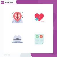 Group of 4 Flat Icons Signs and Symbols for map hat web hospital pros Editable Vector Design Elements
