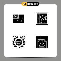 Pack of 4 creative Solid Glyphs of aussie black friday flag cleaning label Editable Vector Design Elements