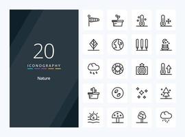 20 Nature Outline icon for presentation vector