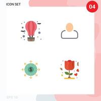 Group of 4 Modern Flat Icons Set for air banking hot man cash Editable Vector Design Elements