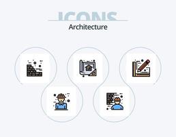 paquete de iconos llenos de línea de arquitectura 5 diseño de iconos. arquitecto. compañía. cepillar. edificio. arquitecto vector