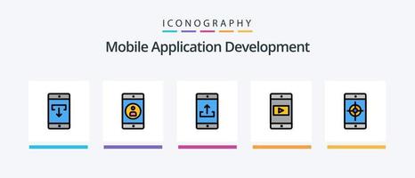 Mobile Application Development Line Filled 5 Icon Pack Including mobile application. lock application. sent. lock. mobile. Creative Icons Design vector