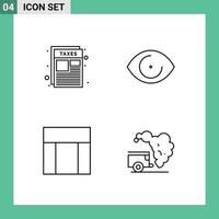 Group of 4 Filledline Flat Colors Signs and Symbols for document webpage taxes human website Editable Vector Design Elements